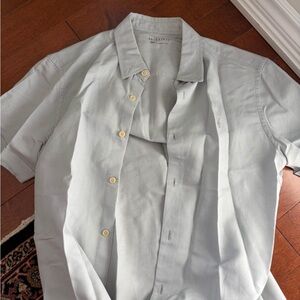 All Saints Pale Gray Button-Up linen cotton Shirt